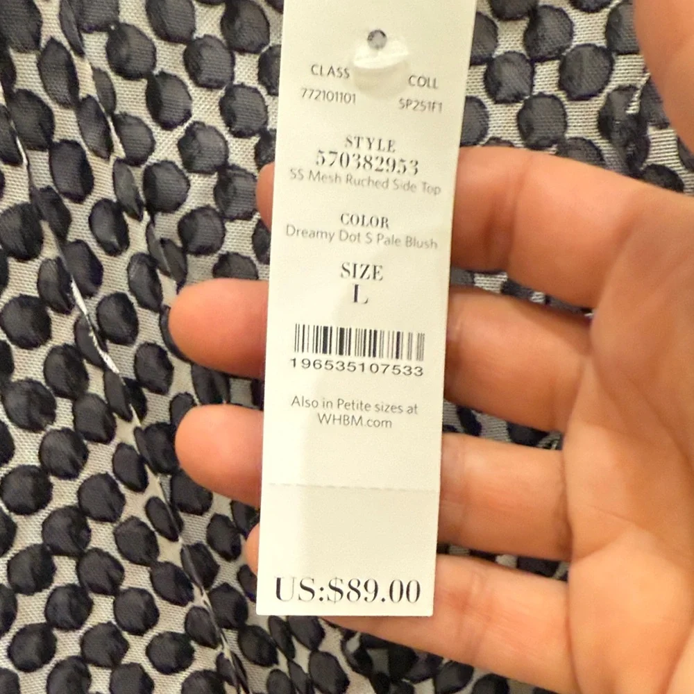 WHBM Meshed Ruched Surplus Top - Picture 6 of 6